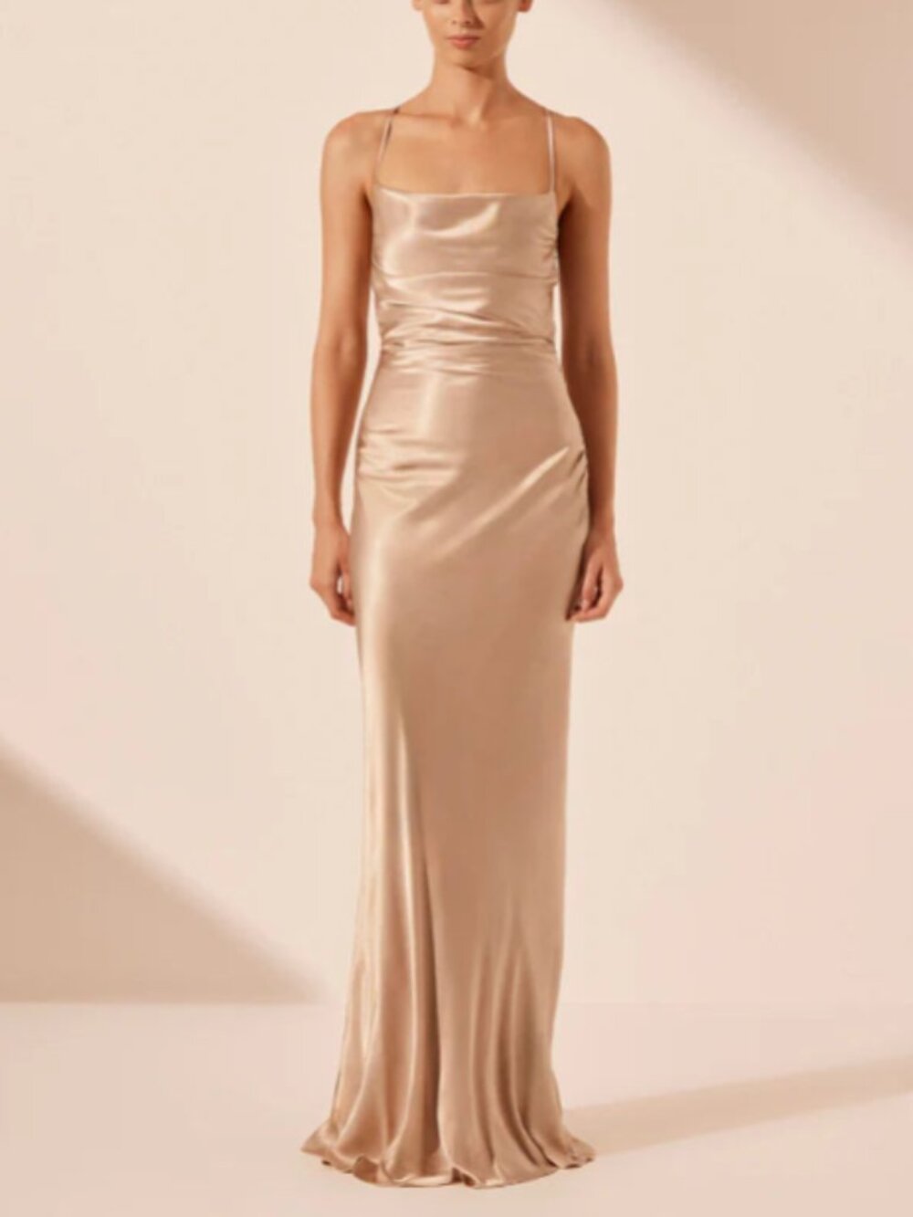 Shona Joy La Lune Lace Back Maxi Dress - Gold
